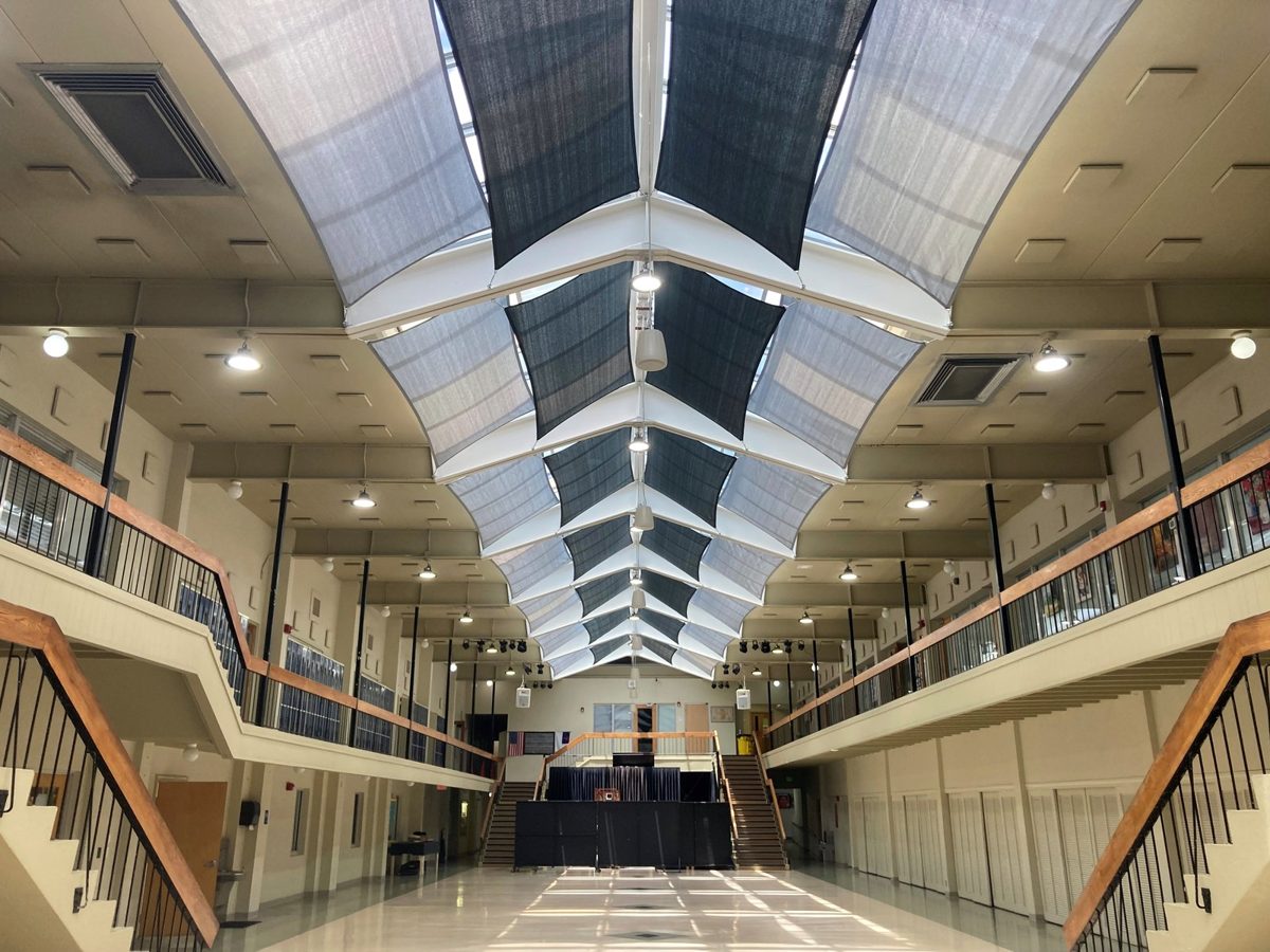 Sails hung inside an atrium