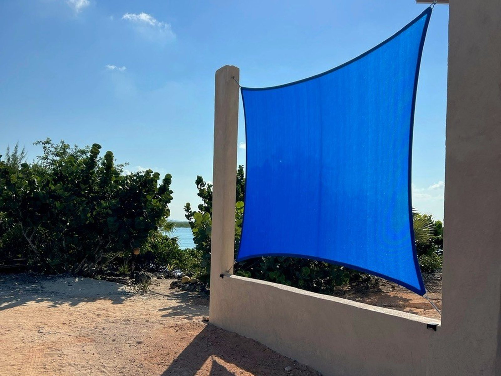 Installed square shade sail